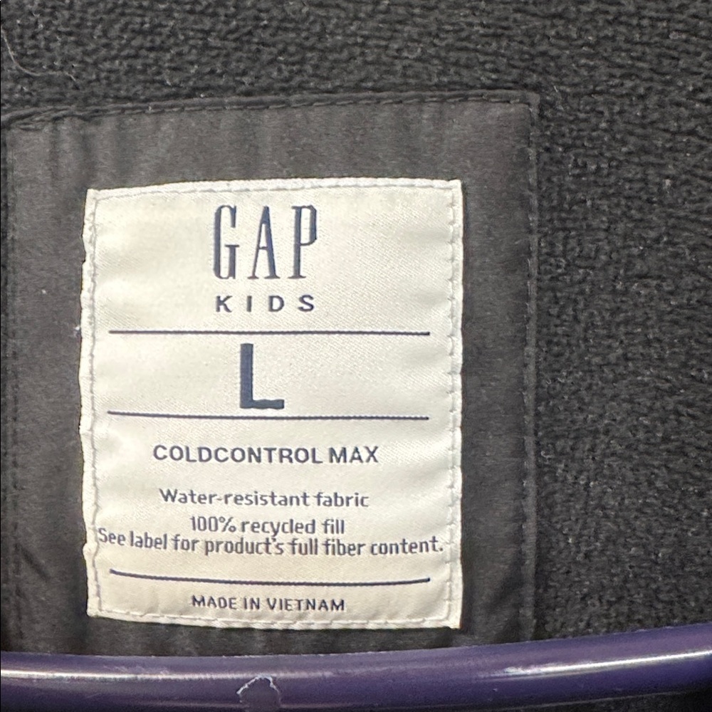 GAP Kids Black Puffer Cold Control Max Coat Faux Fur Trimmed Hood size large - Picture 4 of 7